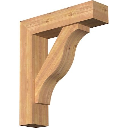 Ekena Millwork Funston Block Smooth Bracket w/ Offset Brace, Western Red Cedar, 7 1/2"W x 30"D x 34"H BKT0806X30X34FST05SWR